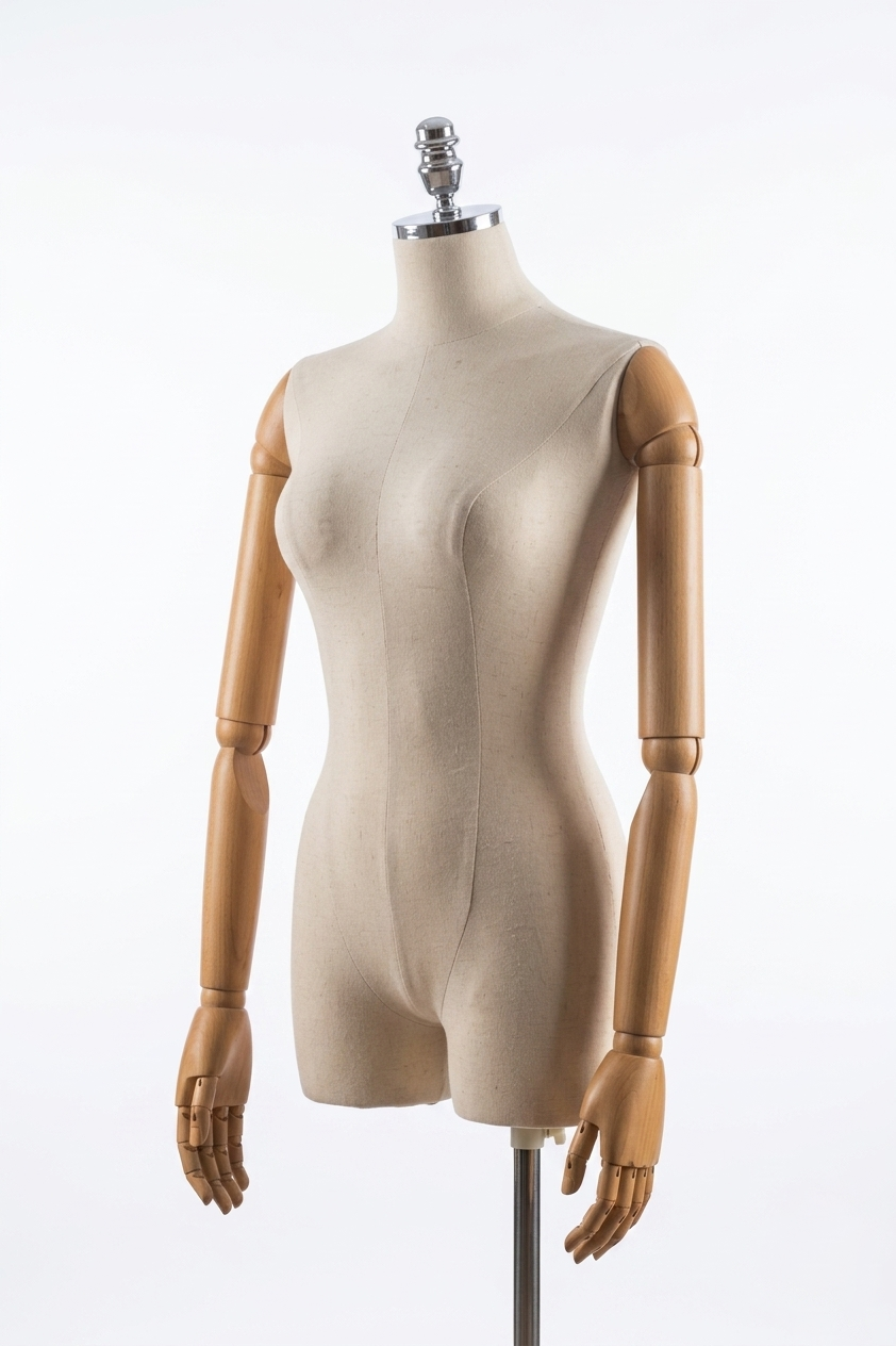 Busto com braço de madeira cromado