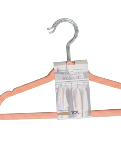 Cabide veludo infantil rosa